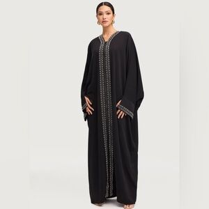 Veiled Collection Luxury Zeina Black Embellished Abaya Kaftan